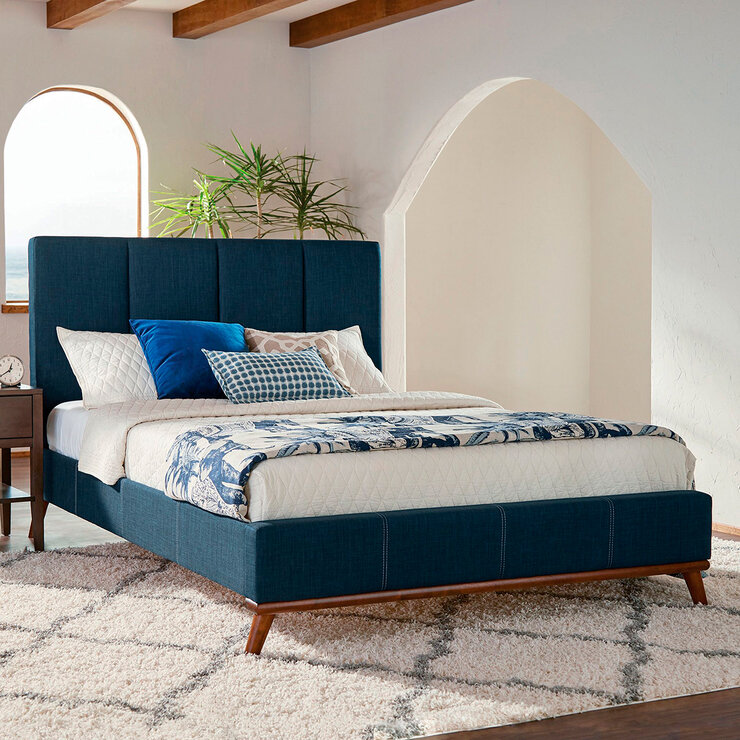 Coaster, Kantra, Cama Queen Color Azul Con Cabecera Alta — Imagen 1 de 2