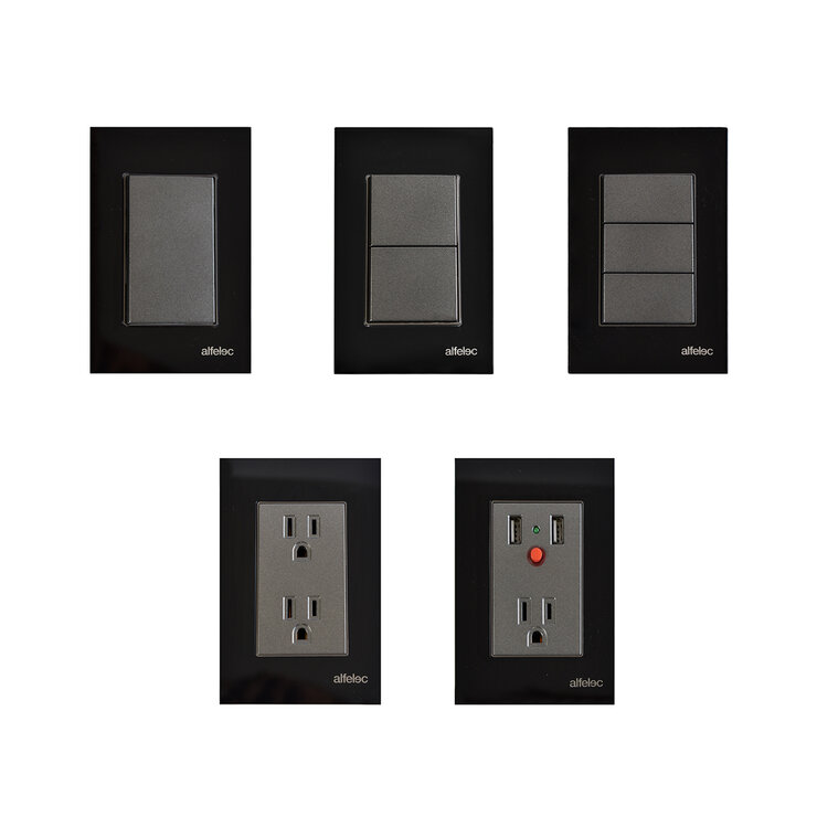 Alfelec, Set de 5 Placas Armadas - Moon Black — Imagen 1 de 2