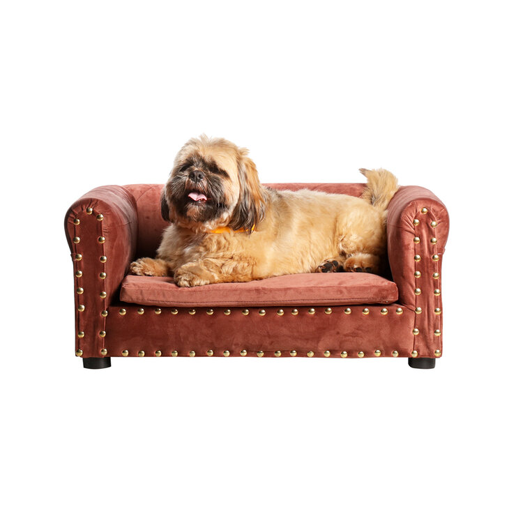 Maypet, Cama para Perro, Raza Pequeña , Diseño con Estoperoles, Terciopelo Color Rosa  " — Imagen 1 de 4