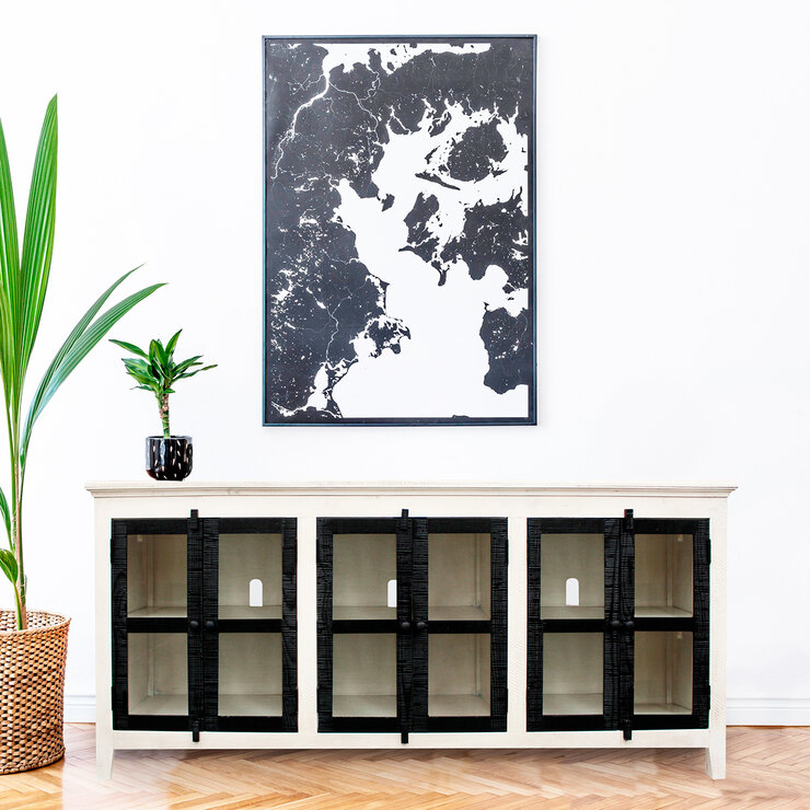 Monbrook Home, Taranak, Consola Multimedia Capri - Vintage Blaco Con Negro — Imagen 1 de 4