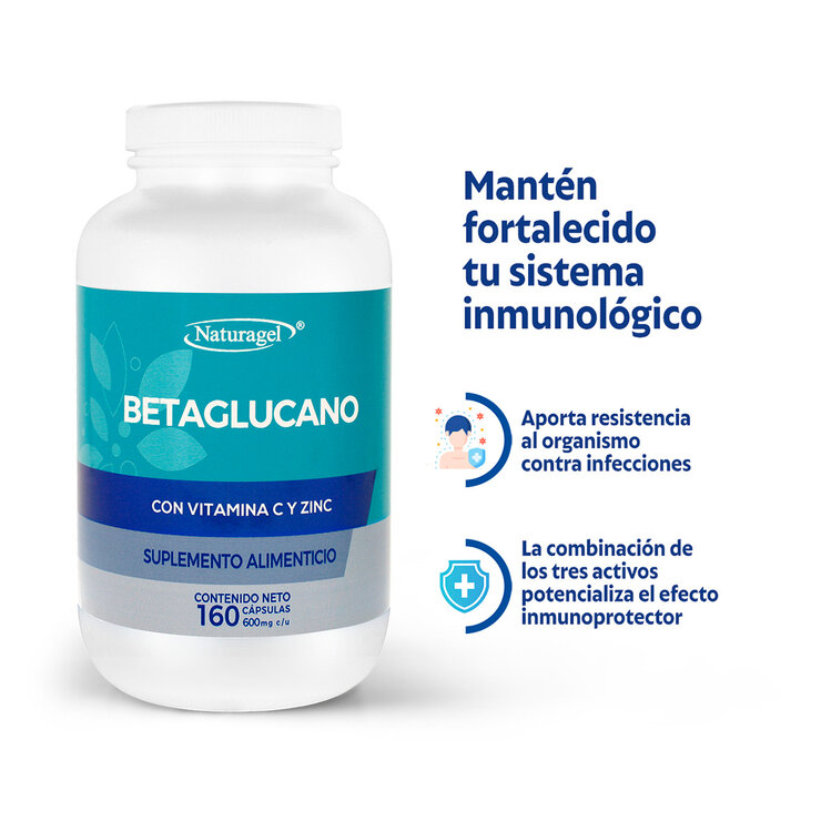Naturagel Betaglucano con Vitamina C y Zinc 160 Cápsulas — Imagen 4 de 4
