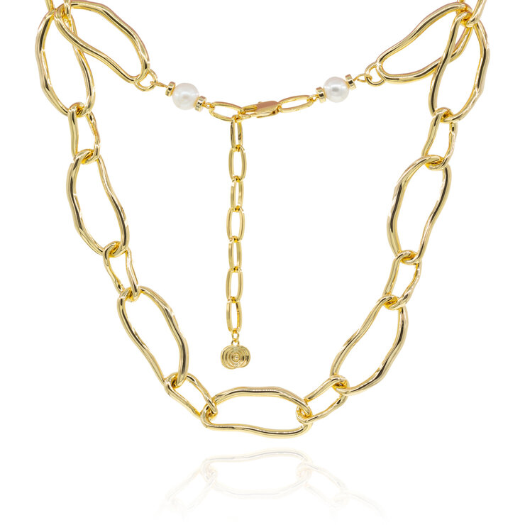 Mayfer, Collar de Eslabón Extra Grande, Bañado en Oro — Imagen 3 de 3