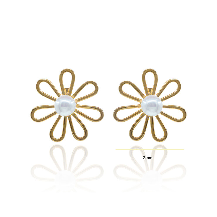 Mayfer, Juego de Aretes con Collar, Diseño de Margarita, Chapa de Oro  — Imagen 3 de 4