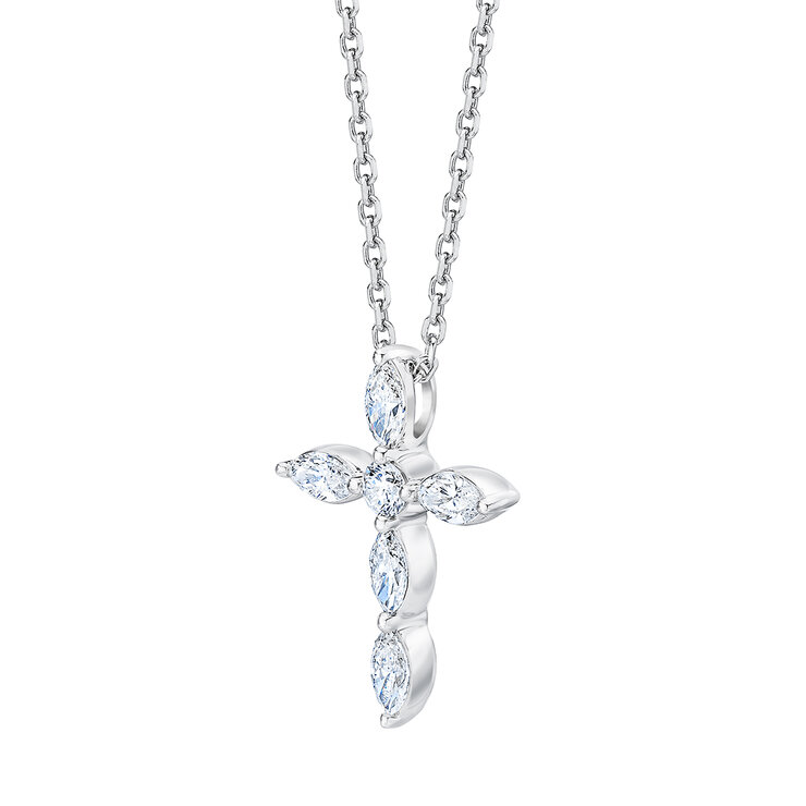 Dije de Cruz de Diamantes, 0.85ctw, Oro Blanco de 14K — Imagen 2 de 4