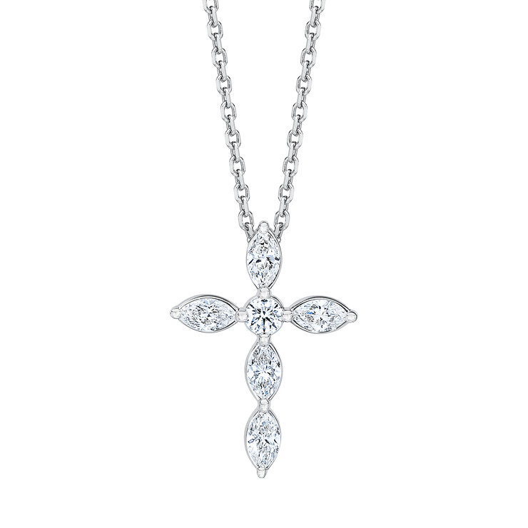Dije de Cruz de Diamantes, 0.85ctw, Oro Blanco de 14K — Imagen 1 de 4
