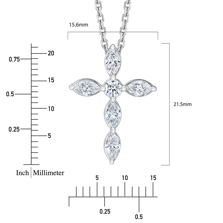 Dije de Cruz de Diamantes, 0.85ctw, Oro Blanco de 14K — Imagen 3 de 4