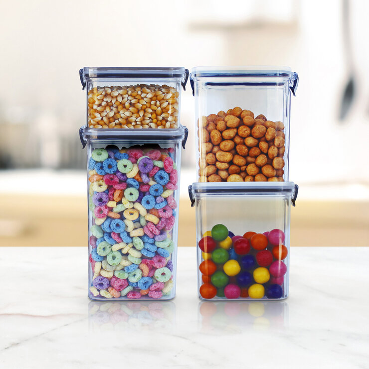 AG Simplesmart,  Paquete de 4 Contenedores para Alimentos, Tapas con 2 broches de Seguridad — Imagen 1 de 4
