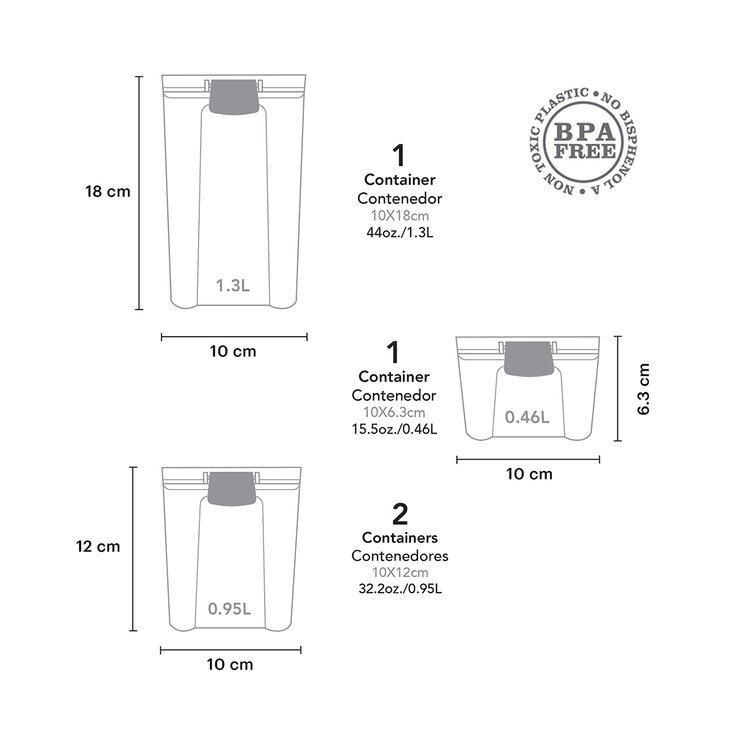 AG Simplesmart,  Paquete de 4 Contenedores para Alimentos, Tapas con 2 broches de Seguridad — Imagen 4 de 4