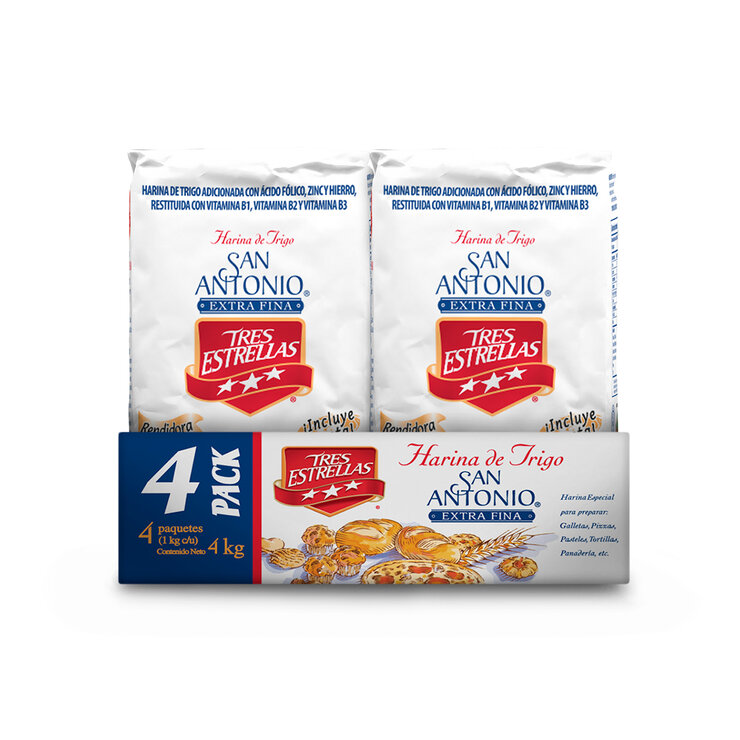 Harina de Trigo Tres Estrellas 4 pack de 1kg — Imagen 1 de 4