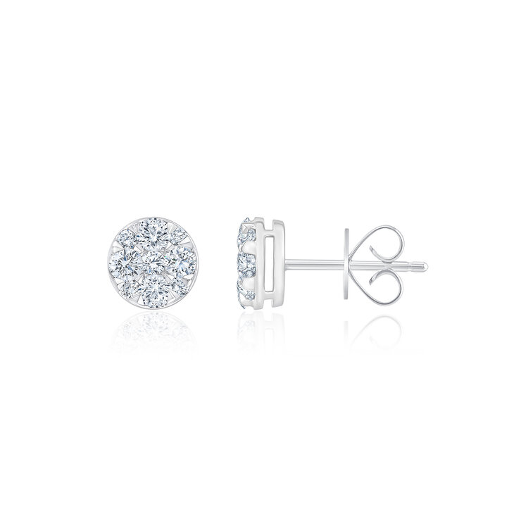 Aretes de Diamantes, 0.8ctw, Corte Redondo, Oro Blanco de 14Kt — Imagen 2 de 4