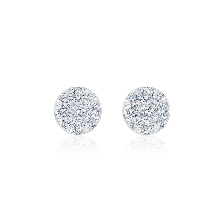 Aretes de Diamantes, 0.8ctw, Corte Redondo, Oro Blanco de 14Kt — Imagen 3 de 4