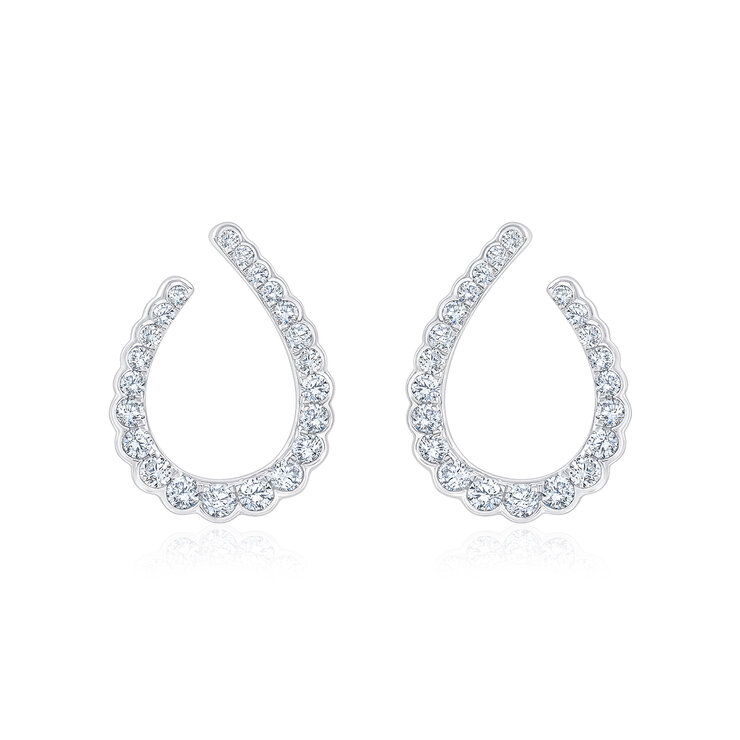 Aretes de Diamantes, 1.0ctw, Oro Blanco de 14K — Imagen 3 de 4