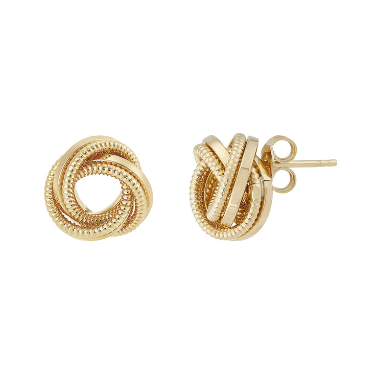 Aretes, Nudo de Amor, Oro Amarillo de 14kt — Imagen 3 de 4