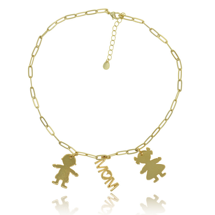 Mayfer, Collar de Eslabones con Dime MOM,  Varios Modelos — Imagen 2 de 3