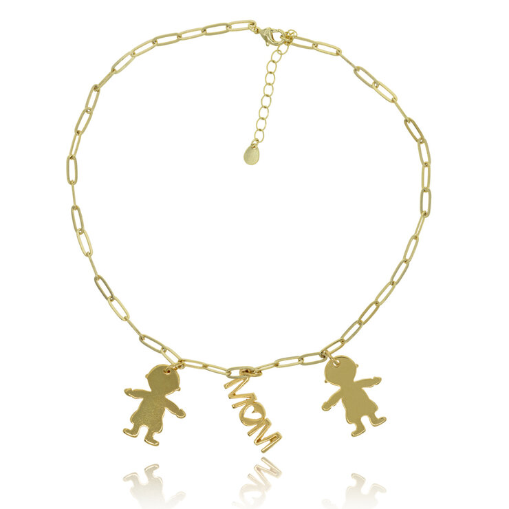 Mayfer, Collar de Eslabones con Dime MOM,  Varios Modelos — Imagen 3 de 3