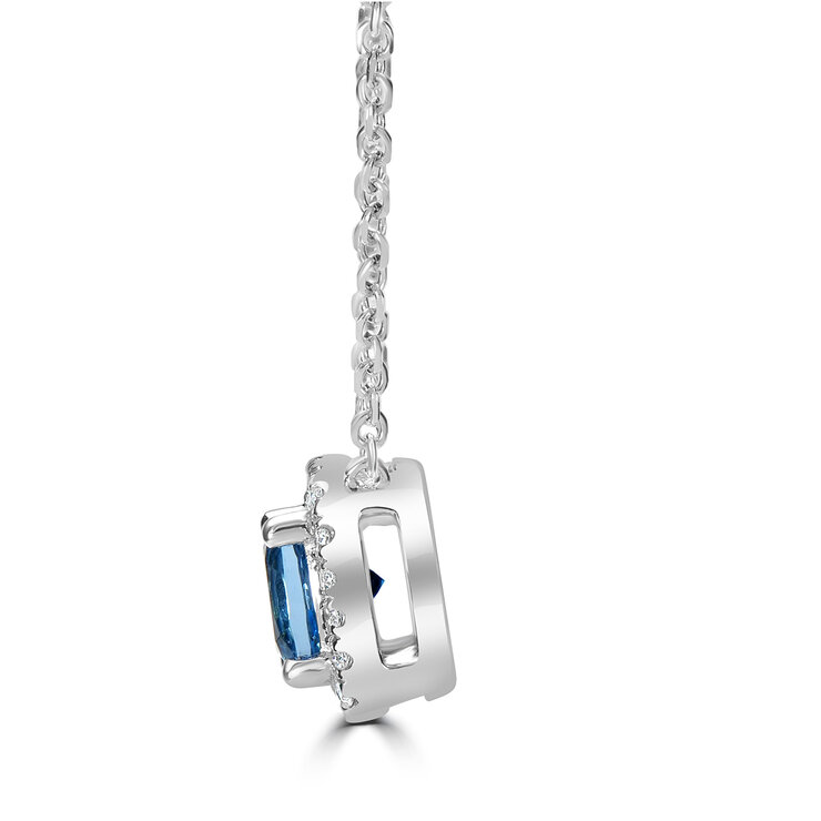 Collar de Topacio Azul con Diamantes 0.10ctw, Oro Blanco de 14K — Imagen 2 de 4