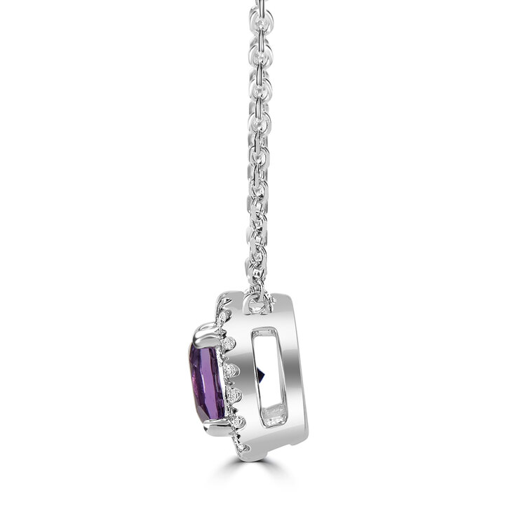 Collar de Amatista con Diamantes 0.10ctw, Oro Blanco de 14K — Imagen 2 de 4