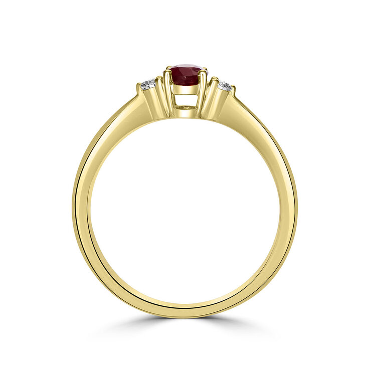 Anillo de Rubí con Diamantes, 0.07ctw, Oro Amarillo 14K — Imagen 3 de 4