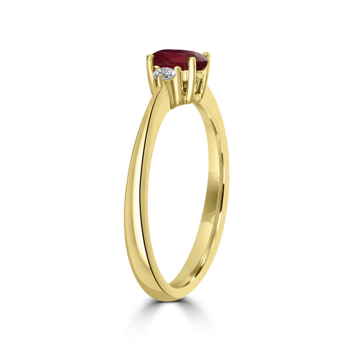 Anillo de Rubí con Diamantes, 0.07ctw, Oro Amarillo 14K — Imagen 4 de 4