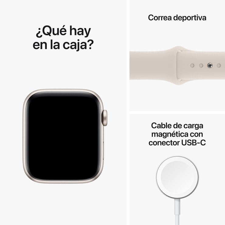 Apple Watch SE (GPS) Caja de Aluminio Blanco Estrella 44mm con correa deportiva color blanco estrella   — Imagen 3 de 4