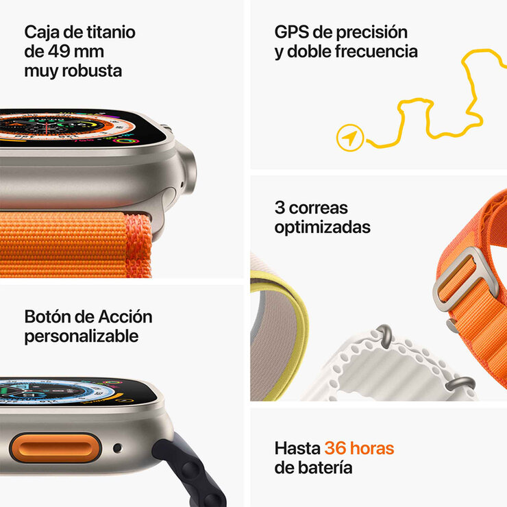 Apple Watch Ultra (GPS + Celular) Caja de titanio 49 mm con correa Loop Alpine Verde Talla M — Imagen 3 de 4