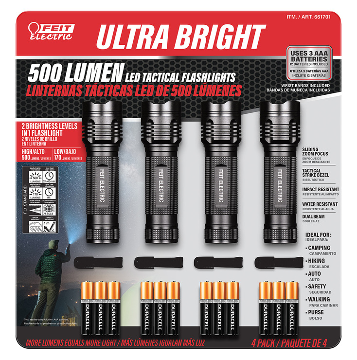 Feit Electric, 4 Linternas Tácticas LED de 500 Lúmenes — Imagen 2 de 2