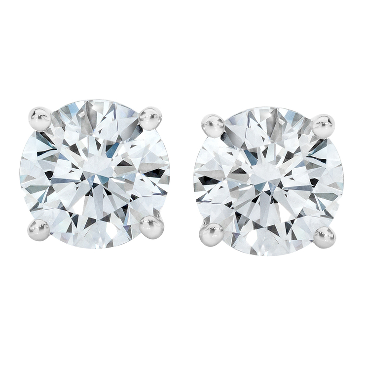 Aretes de Diamantes 0.50ctw, Oro Blanco de 14K, Corte Redondo — Imagen 2 de 2
