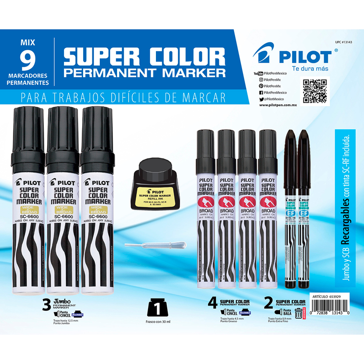 Pilot set de marcadores permanentes color negro