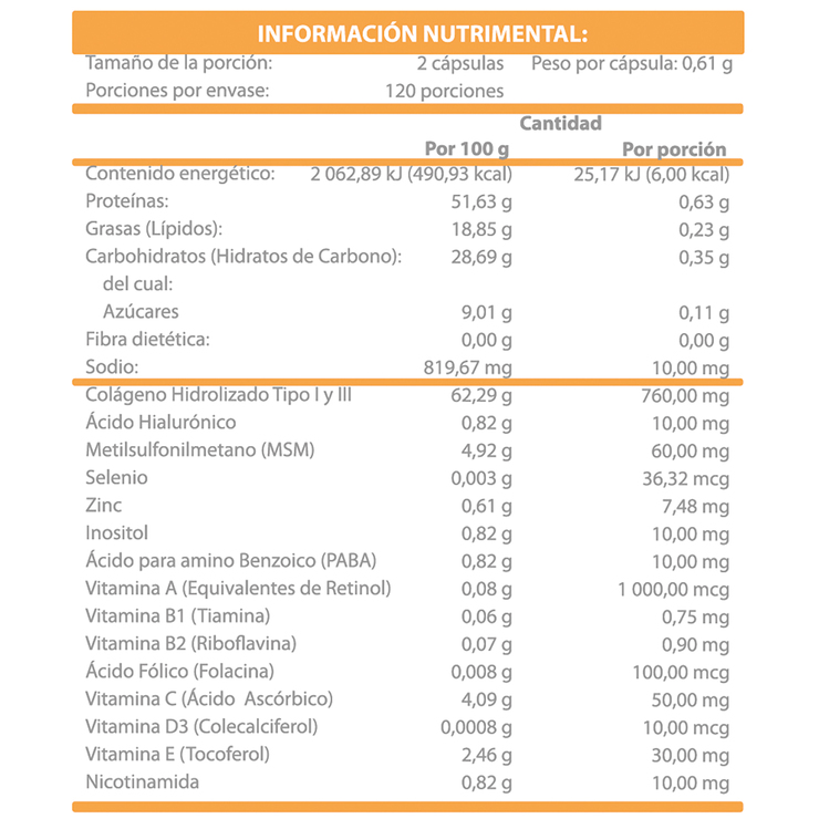 Colágeno 760mg 240 cápsulas — Imagen 2 de 3