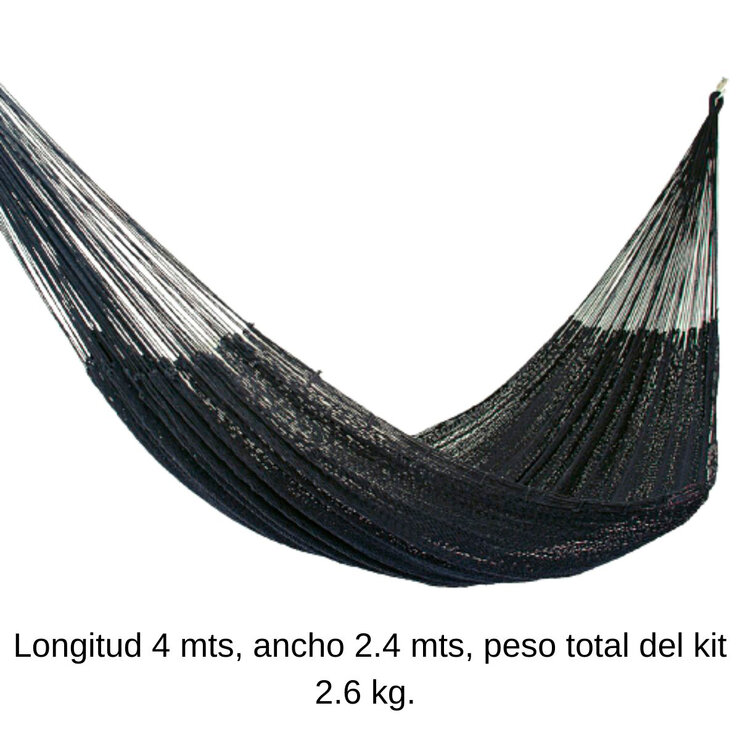 Arte Mayab, Hamaca Modelo Verano, Tamaño Queen, Color Negro — Imagen 3 de 4