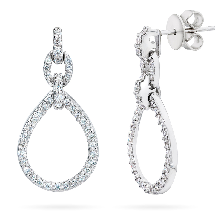 0.50ctw, Aretes de Diamantes en Forma de Gota, Oro Blanco de 14kt — Imagen 1 de 2