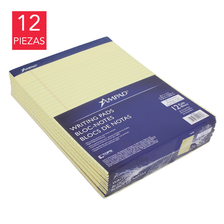 Ampad block de notas tamaño carta color amarillo rayado — Imagen 1 de 3