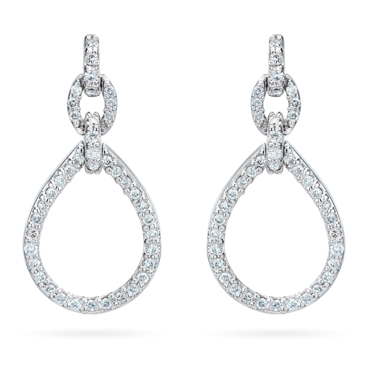 0.50ctw, Aretes de Diamantes en Forma de Gota, Oro Blanco de 14kt — Imagen 2 de 2