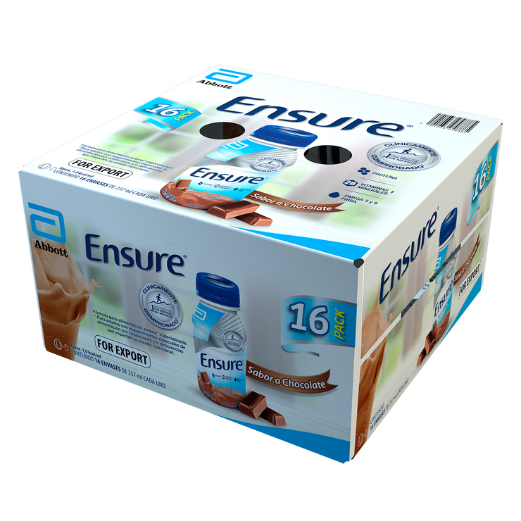 Suplemento Alimenticio para Adultos Sabor Chocolate, Ensure, 16 botellas de 237 ml c/u — Imagen 1 de 4