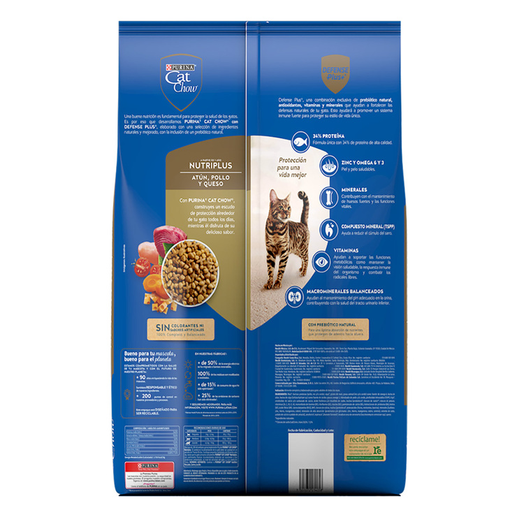 Cat Chow Purina Alimento para Gato  Atún Pollo y Queso 7.5kg — Imagen 2 de 4