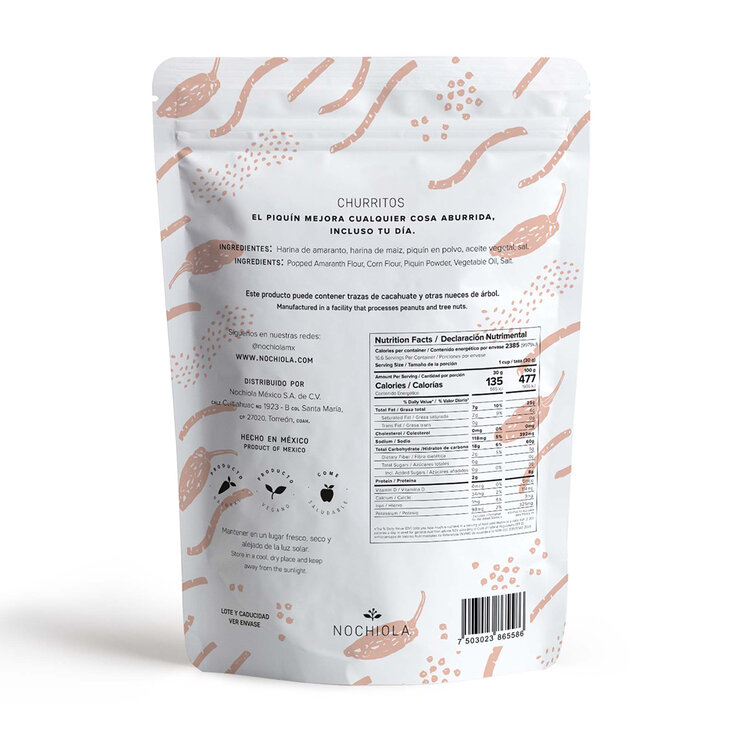Nochiola Churritos de Amaranto con Piquín 500 g — Imagen 2 de 3