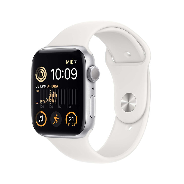 Apple Watch SE (GPS) Caja de Aluminio Plata 44mm con correa deportiva color blanco  — Imagen 1 de 4