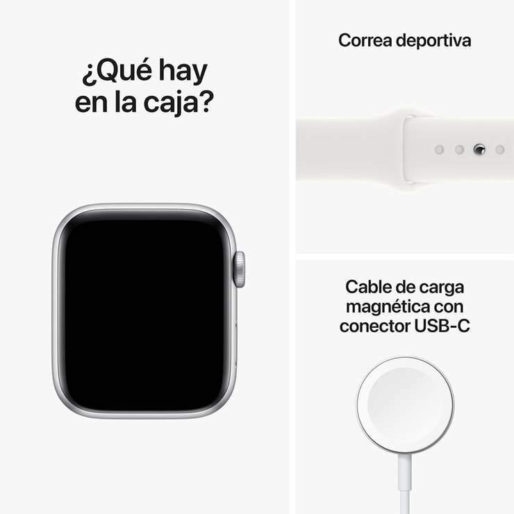 Apple Watch SE (GPS) Caja de Aluminio Plata 44mm con correa deportiva color blanco  — Imagen 4 de 4