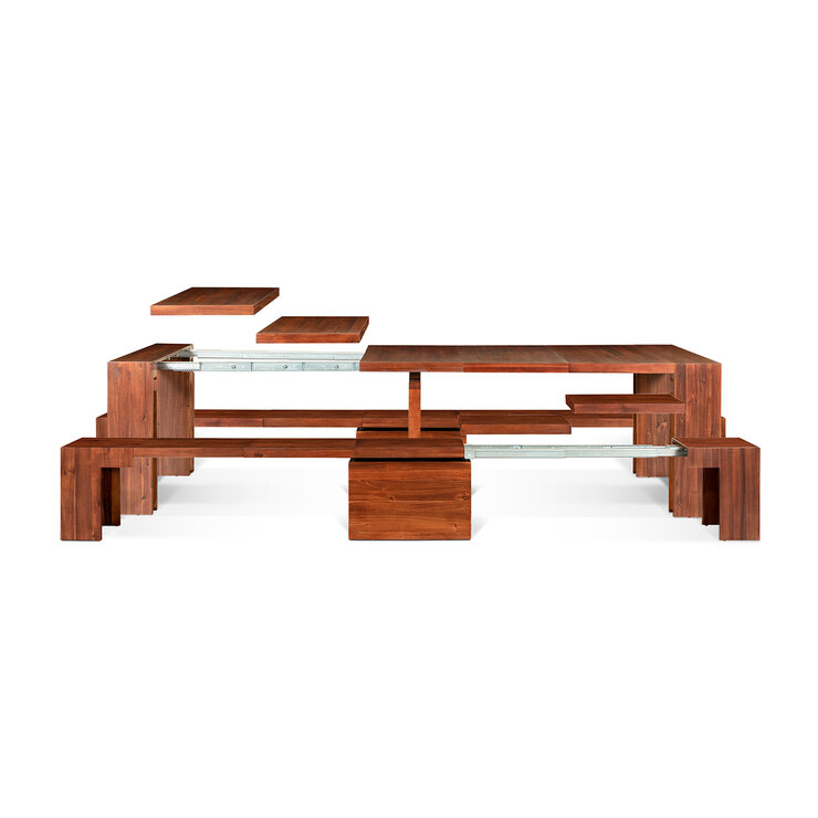 Transformer Table, Set de Comedor Expandible, Capacidad de hasta 12 Personas, 100% Madera, Color Café — Imagen 1 de 4