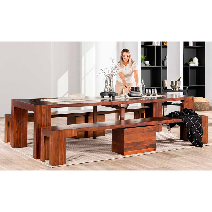 Transformer Table, Set de Comedor Expandible, Capacidad de hasta 12 Personas, 100% Madera, Color Café — Imagen 4 de 4