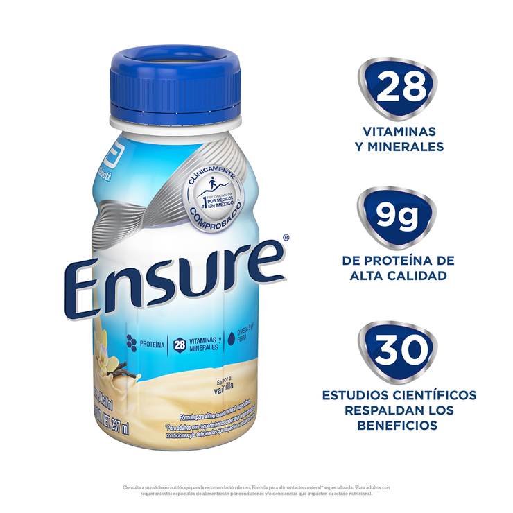 Suplemento Alimenticio para Adultos Sabor Vainilla, Ensure, 16 botellas de 237 ml c/u — Imagen 3 de 4