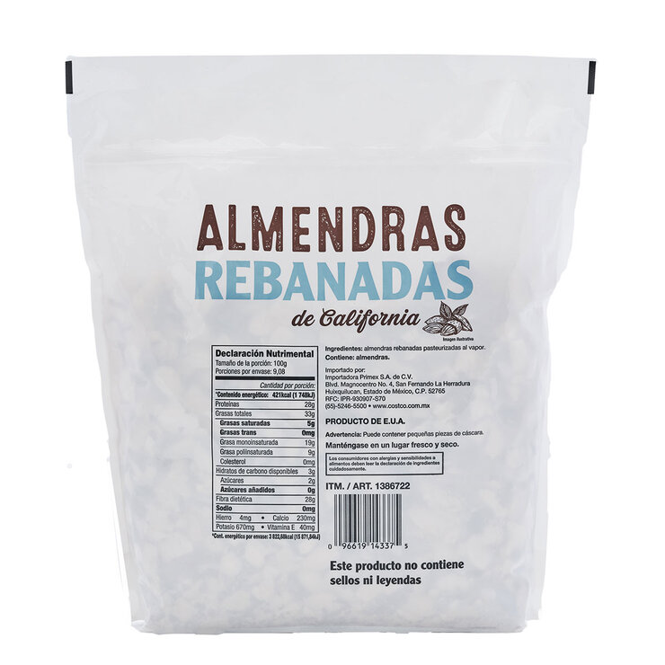 Costco Wholesale Corporation Almendras Rebanadas de California 908 g — Imagen 2 de 2