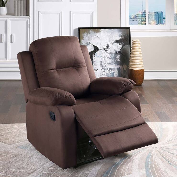 Poundex, Reclinable de tela color café — Imagen 1 de 3