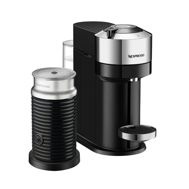 Nespresso, Cafetera Vertuo Next Pure Chrome + Aeroccino 3 con 32 cápsulas + 30 de regalo con el QR — Imagen 1 de 4