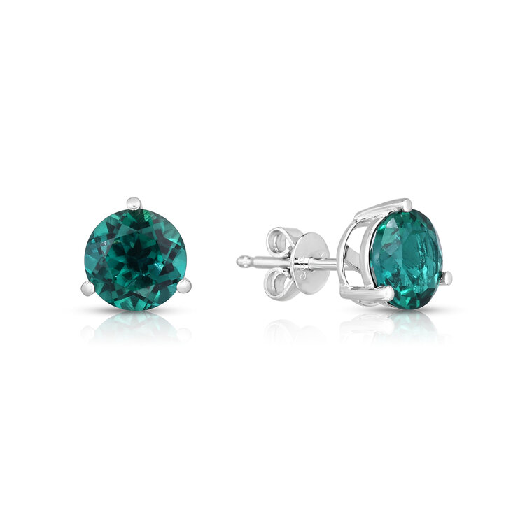 Aretes de Esmeralda Creada, Oro Blanco de 14K — Imagen 1 de 2