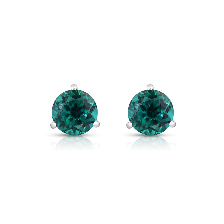 Aretes de Esmeralda Creada, Oro Blanco de 14K — Imagen 2 de 2