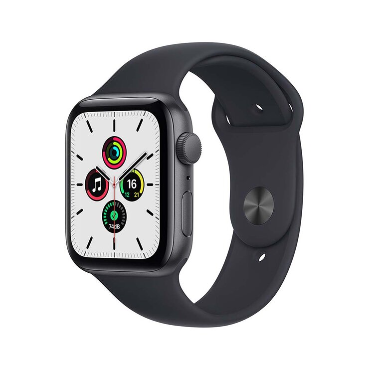 Apple Watch SE (GPS) Caja de aluminio gris espacial 44mm con correa deportiva color medianoche — Imagen 1 de 4