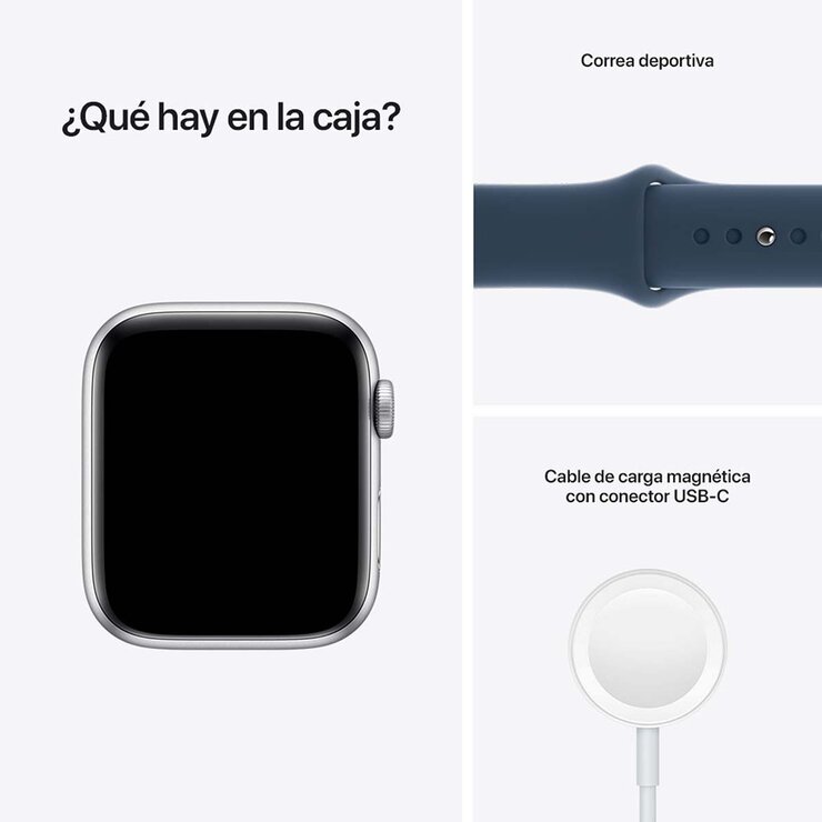 Apple Watch SE (GPS) Caja de aluminio plata 44mm con correa deportiva color abismo — Imagen 4 de 4