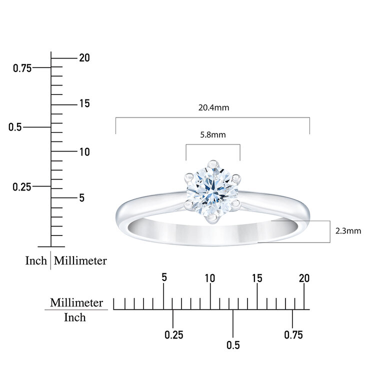 Anillo, 0.50ct Diamante Solitario, Platino, Redondo — Imagen 2 de 4