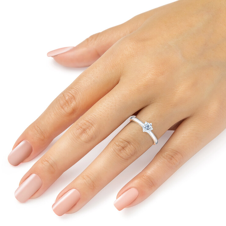 Anillo, 0.50ct Diamante Solitario, Platino, Redondo — Imagen 4 de 4